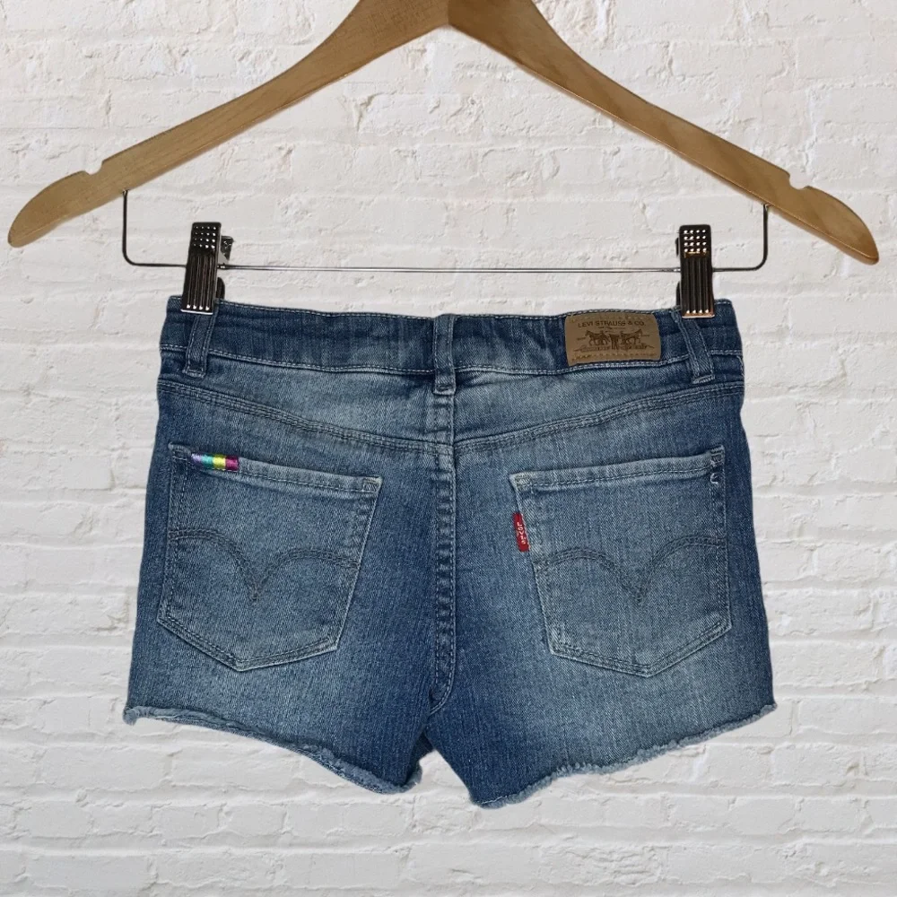 Levi's Blue Denim Girls' Shorts with Rainbow Tab